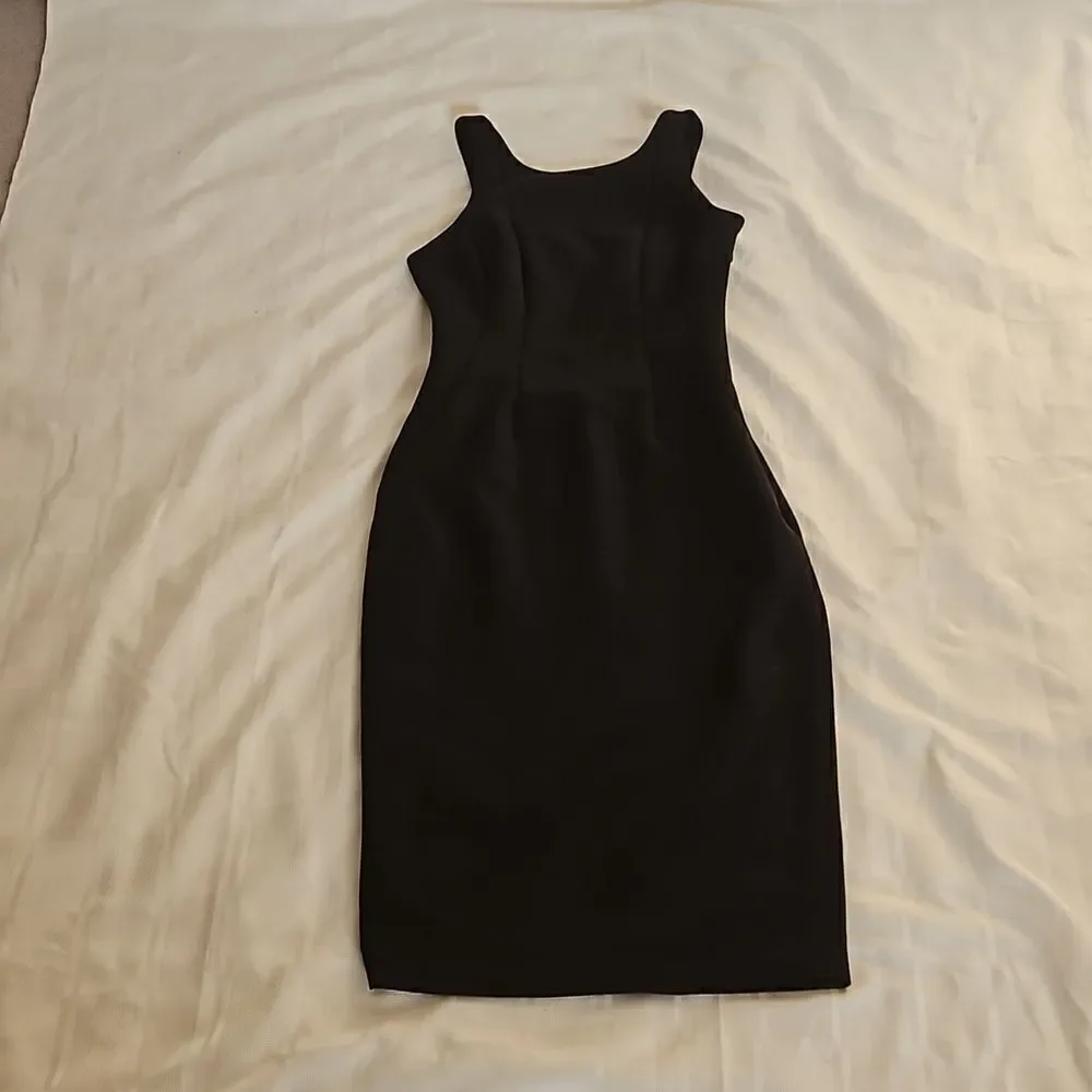 HP Marciano Cocktail Bodycon Midi  Dress With Sheer Back Small Black - Picture 16 of 16